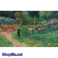 TSD3628 - Tranh sơn dầu  nước ngoài ngựa ăn cỏ